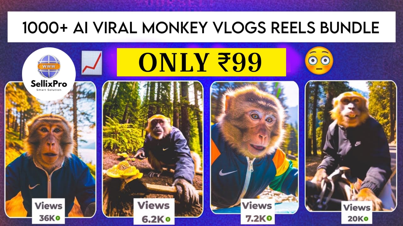 Viral Ai Monkey Vlogging Reels Bundle