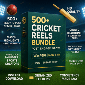 500+ Viral Cricket Reels Bundle – Post. Engage. Grow. ⚡